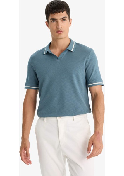 Regular Fit Polo Yaka Bubble Kısa Kollu Tişört F6265AX25SM fırsatları