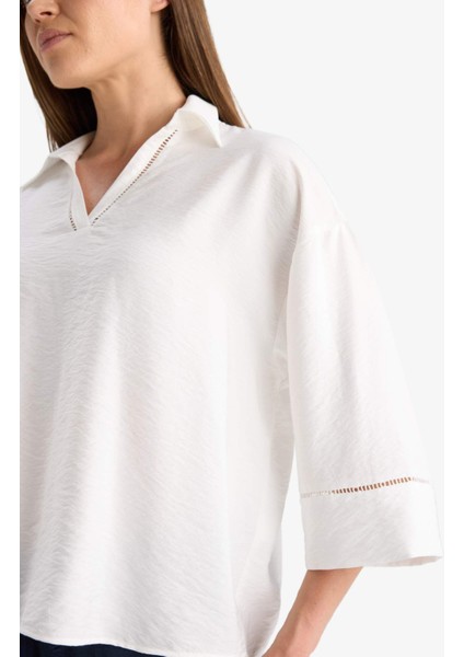 Relax Fit Gömlek Yaka Uzun Kollu Bluz F4977AX25AU indirimleri