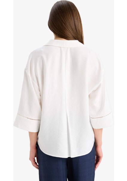 Relax Fit Gömlek Yaka Uzun Kollu Bluz F4977AX25AU