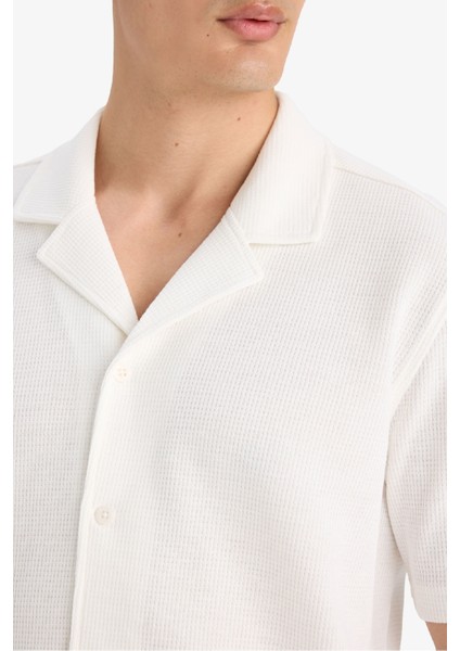 %100 Pamuk Regular Fit Polo Yaka Waffle Kısa Kollu Gömlek E4894AX25SM indirimleri