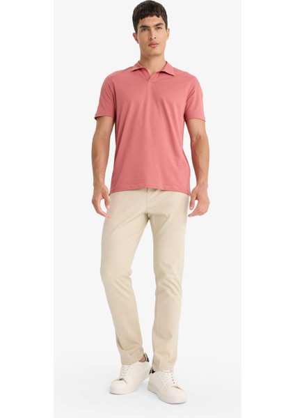 Regular Fit Polo Yaka İnce Dokulu Kısa Kollu Tişört F8477AX25AU fiyatları