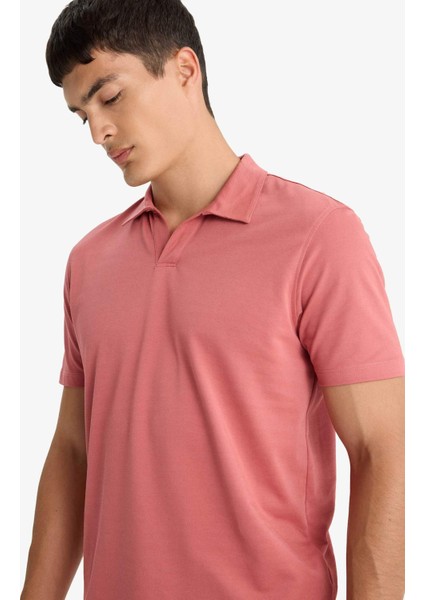 Regular Fit Polo Yaka İnce Dokulu Kısa Kollu Tişört F8477AX25AU fırsatları