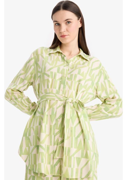 Relax Fit Desenli Viskon Uzun Kollu Tunik modelleri