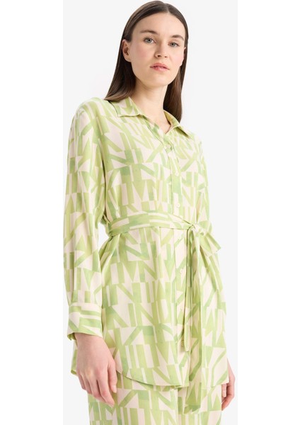 Relax Fit Desenli Viskon Uzun Kollu Tunik fırsatları