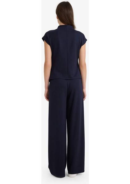 Slim Fit Dar Kesim Yarım Balıkçı Yaka Pike Kolsuz Bluz F7760AX25AU