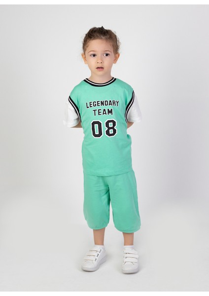 Erkek Çocuk Legendary Baskılı Kısa Kollu Diz Altı Basketball Şortlu Basic Takım 2-5 Yaş fiyatları