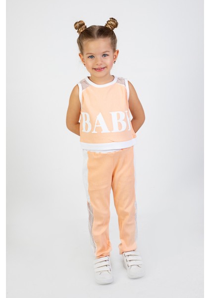 Kız Çocuk Baby Desen Fileli Kolsuz Yazlık Basic Takım 2-5 Yaş fiyatları