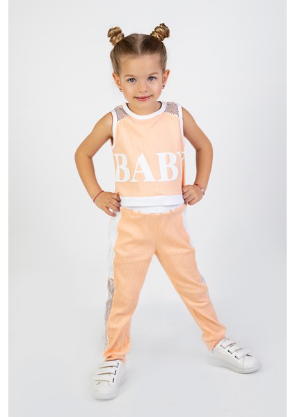 Kız Çocuk Baby Desen Fileli Kolsuz Yazlık Basic Takım 2-5 Yaş modelleri