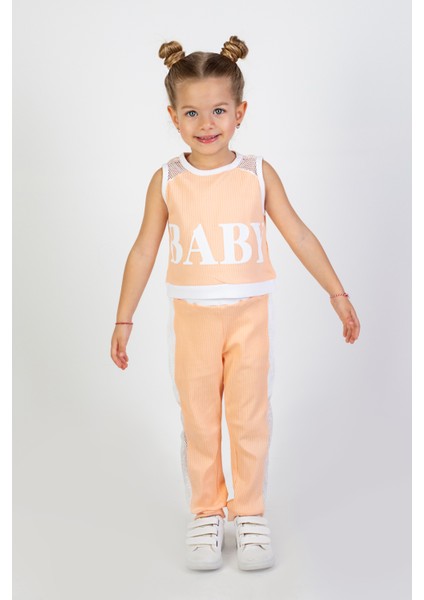 Kız Çocuk Baby Desen Fileli Kolsuz Yazlık Basic Takım 2-5 Yaş fırsatları
