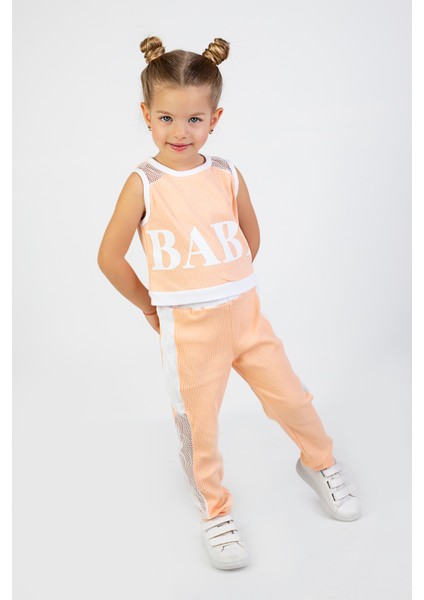 Kız Çocuk Baby Desen Fileli Kolsuz Yazlık Basic Takım 2-5 Yaş indirimleri