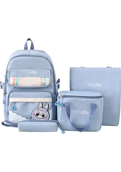 Büyük Kapasiteli Karikatür Dört Parçalı Sırt Çantası Sevimli Okul Çantası (Yurt Dışından)