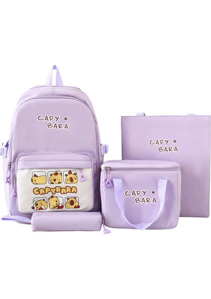 Dört Parçalı Öğrenci Okul Çantası Sevimli Karikatür Sırt Çantası (Yurt Dışından)
