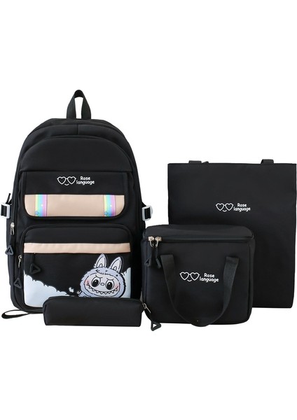 Büyük Kapasiteli Karikatür Dört Parçalı Sırt Çantası Sevimli Okul Çantası (Yurt Dışından)