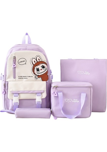 Büyük Kapasiteli Öğrenci Okul Çantası Dört Parçalı Sırt Çantası (Yurt Dışından)