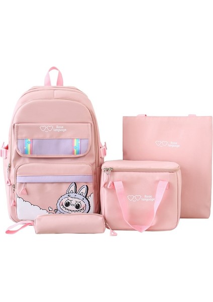 Büyük Kapasiteli Karikatür Dört Parçalı Sırt Çantası Sevimli Okul Çantası (Yurt Dışından)