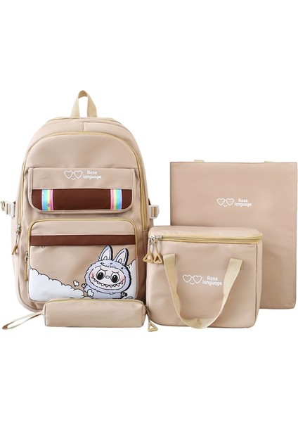 Büyük Kapasiteli Karikatür Dört Parçalı Sırt Çantası Sevimli Okul Çantası (Yurt Dışından)