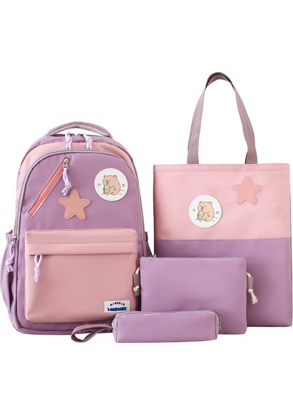 Okul Tarzı Okul Çantası Dört Parçalı Çok Bölmeli Sırt Çantası (Yurt Dışından)