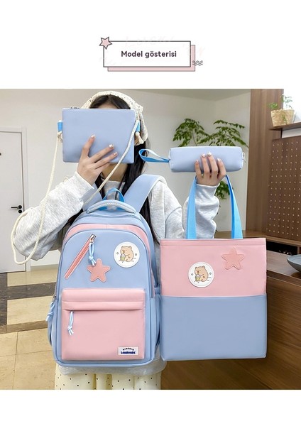 Okul Tarzı Okul Çantası Dört Parçalı Çok Bölmeli Sırt Çantası (Yurt Dışından) indirimleri