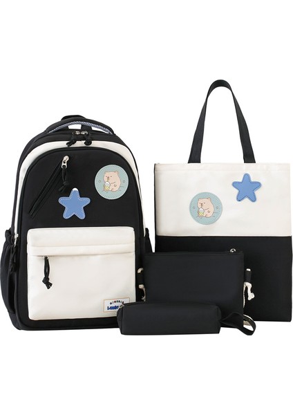 Okul Tarzı Okul Çantası Dört Parçalı Çok Bölmeli Sırt Çantası (Yurt Dışından)