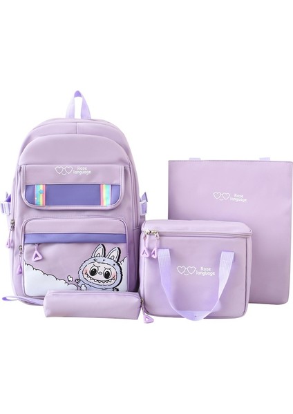 Büyük Kapasiteli Karikatür Dört Parçalı Sırt Çantası Sevimli Okul Çantası (Yurt Dışından)