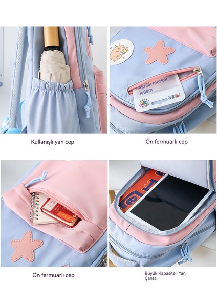 Okul Tarzı Okul Çantası Dört Parçalı Çok Bölmeli Sırt Çantası (Yurt Dışından) fiyatları