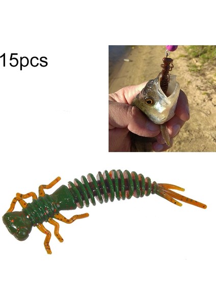 15 Adet 8 Renkli Larva Silikon Yumuşak Yem Yemi, Boyut: 55MM (Yurt Dışından)
