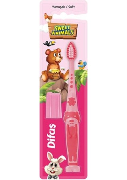 Sweet Animals Yumuşak Çocuk Diş Fırçası Pembe