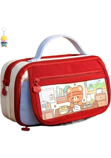 Ilkokul Öğrencileri ve Ortaokul Için Taşınabilir Kalem Kutusu, Büyük Kapasiteli Kırtasiye Kutusu, Çok Katmanlı Tuval Kalem (Yurt Dışından)