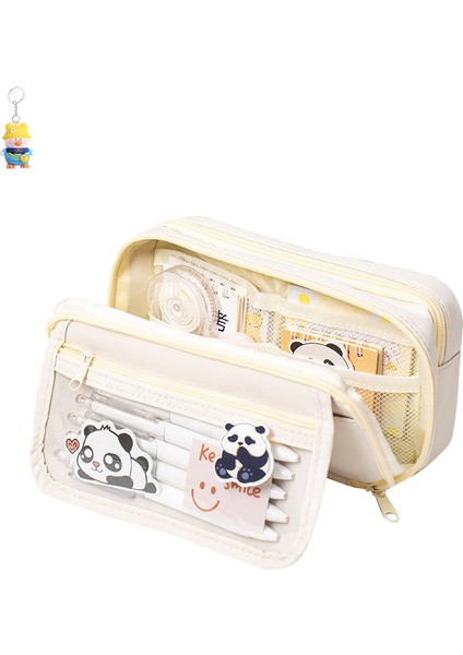 Şeffaf Kalem Çantası Kız Büyük Kapasiteli Lise Öğrenci Kız Kalem Çantası Çok Fonksiyonlu Taşınabilir (Yurt Dışından)