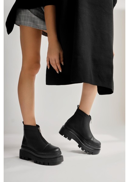 Knarik Siyah Fermuarlı Kalın Tabanlı Bot modelleri