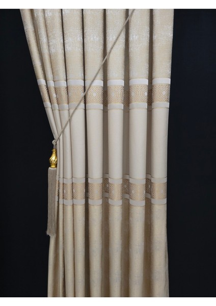 Fon Perde Vizon Renkli Tek Kanat Kalın Polyester 100 x 280 cm Desenli