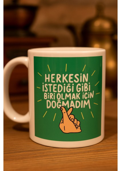 Motivasyon Cümle Yazı Baskı Porselen Kahve Kupa Bardak