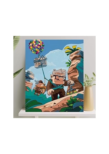 Palmiye Hobi Saat Sayılarla Boyama Tuval Seti Fırça Boya Dahil (Çıtalı) 40X50 cm - Up