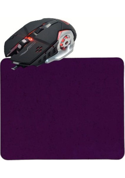 Mor Kum Desen Mouse Pad - LED Işıklı 6d Gaming Tip Kablolu Mouse Bilgisayar Faresi Notebook Pc Windows Uyumlu Oyuncu Mause