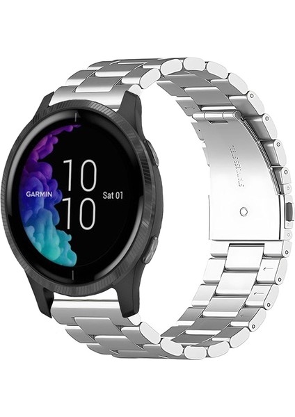 Garmin Venu ile Uyumlu Kordon Klasik Baklava Model Paslanmaz Çelik Metal Kayış