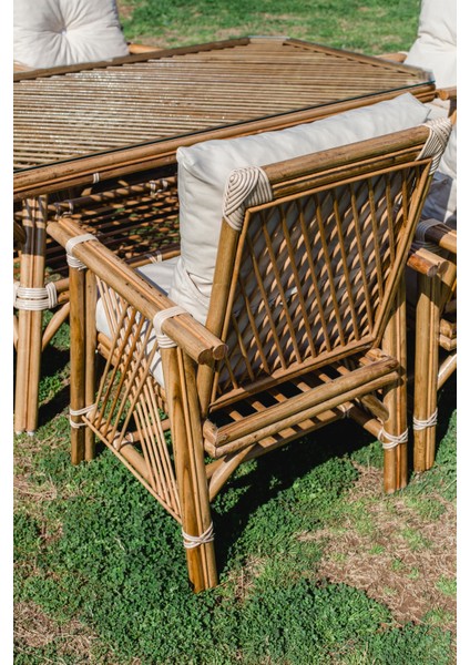 Manolya 6 Kişilik Bambu Masa Takımı Balkon Takımı Bahçe Mobilyası modelleri