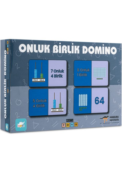 Kanguru Matematik Onluk Birlik Domino Oyunu-Basamak Değeri Öğreten Eğitici Oyun | Müfredata Uyumlu / 7-8 Yaş / 2 Oyuncu
