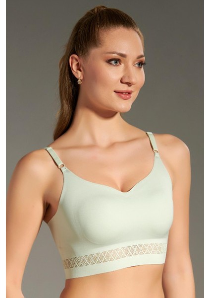 Dikişsiz Balensiz Ince Pedli Tül Dantel Belli Düz Kesim Bralet Açık Yeşil fırsatları