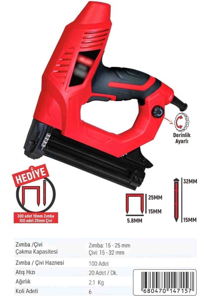 İyisi Yok Elektrikli Zımba & Çivi Çakma Makinası Mobilya Montaj Tahta Ev Inşaat Bahçe Işleri