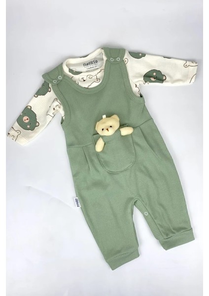 Oyuncak Ayılı Bebek Tulum Takımı – 2’li Zıbın ve Tulum Seti | 3-6-9 Ay fırsatları