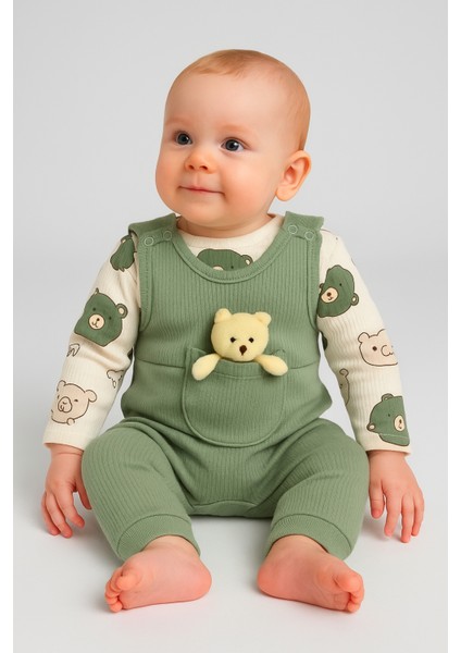 Oyuncak Ayılı Bebek Tulum Takımı – 2’li Zıbın ve Tulum Seti | 3-6-9 Ay
