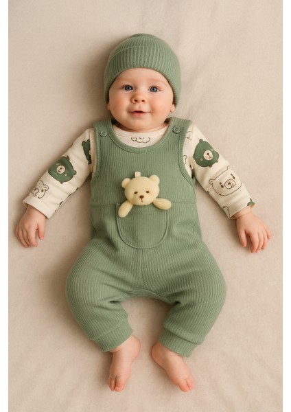 Oyuncak Ayılı Bebek Tulum Takımı – 2’li Zıbın ve Tulum Seti | 3-6-9 Ay