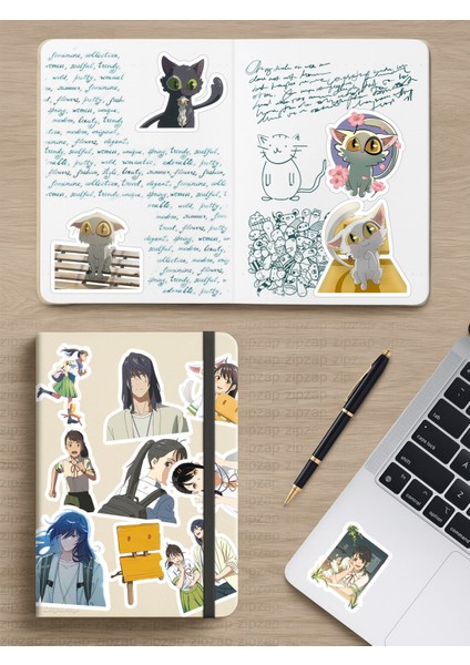 Suzume Anime Telefon Laptop Bullet Journal Yapışkanlı Folyo Sticker Paketi modelleri