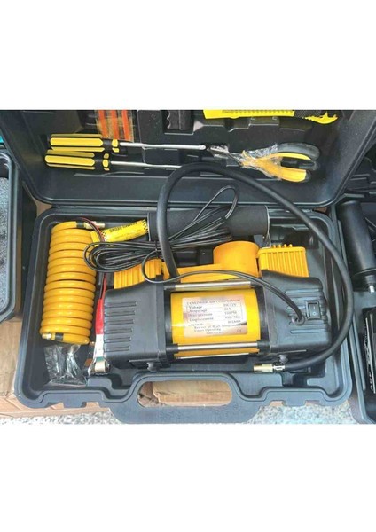 İyisi Yok Çift Pistonlu Set 12V 150 Psi Dakikada 85 Lt Araç Araba Bot Kompresörü Lastik Araba Şişirme Pompa modelleri