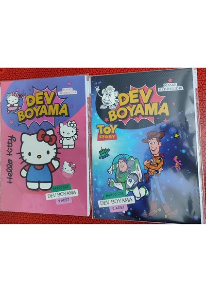 2 Adet Dev Boyama Kitabı (90CMX64CM)- (Hello Kitty/toy Story Figürlü)