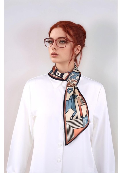 Geometrik At Desenli Modern Tasarım Kadın Kravat Fular fırsatları