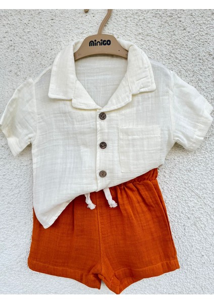 Minigo Şal Yaka %100 Pamuk Müslin Takım & 2'li Takım Erkek Bebek - Erkek Çocuk modelleri