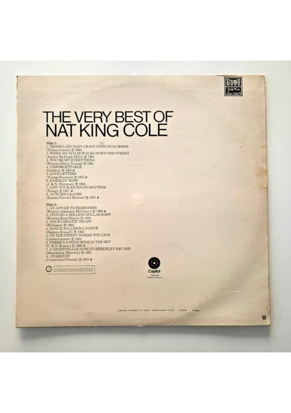 Nat King Cole – The Very Best Of Nat King Cole - Dönem Baskı Plak fiyatları