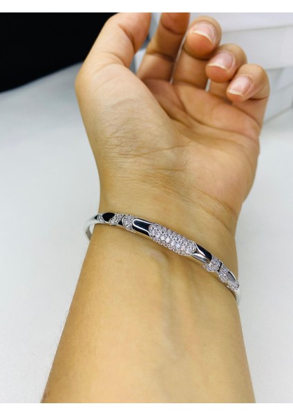 Zirkon Taşlı Çelik Kadın Kelepçe Bileklik modelleri