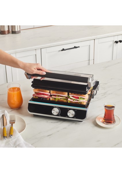 Nova Grill Inox Gövdeli Zaman Ayarlı Izgara ve Tost Makinesi 2000W 6 Dilim Kapasiteli fiyatları
